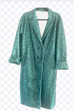 RETRO VINTAGE EMERALD GREEN LEOPARD TRENCH COAT