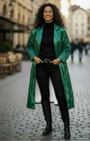 RETRO VINTAGE EMERALD GREEN LEOPARD TRENCH COAT