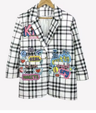 WHITE PLAID GRAPHIC BLAZER