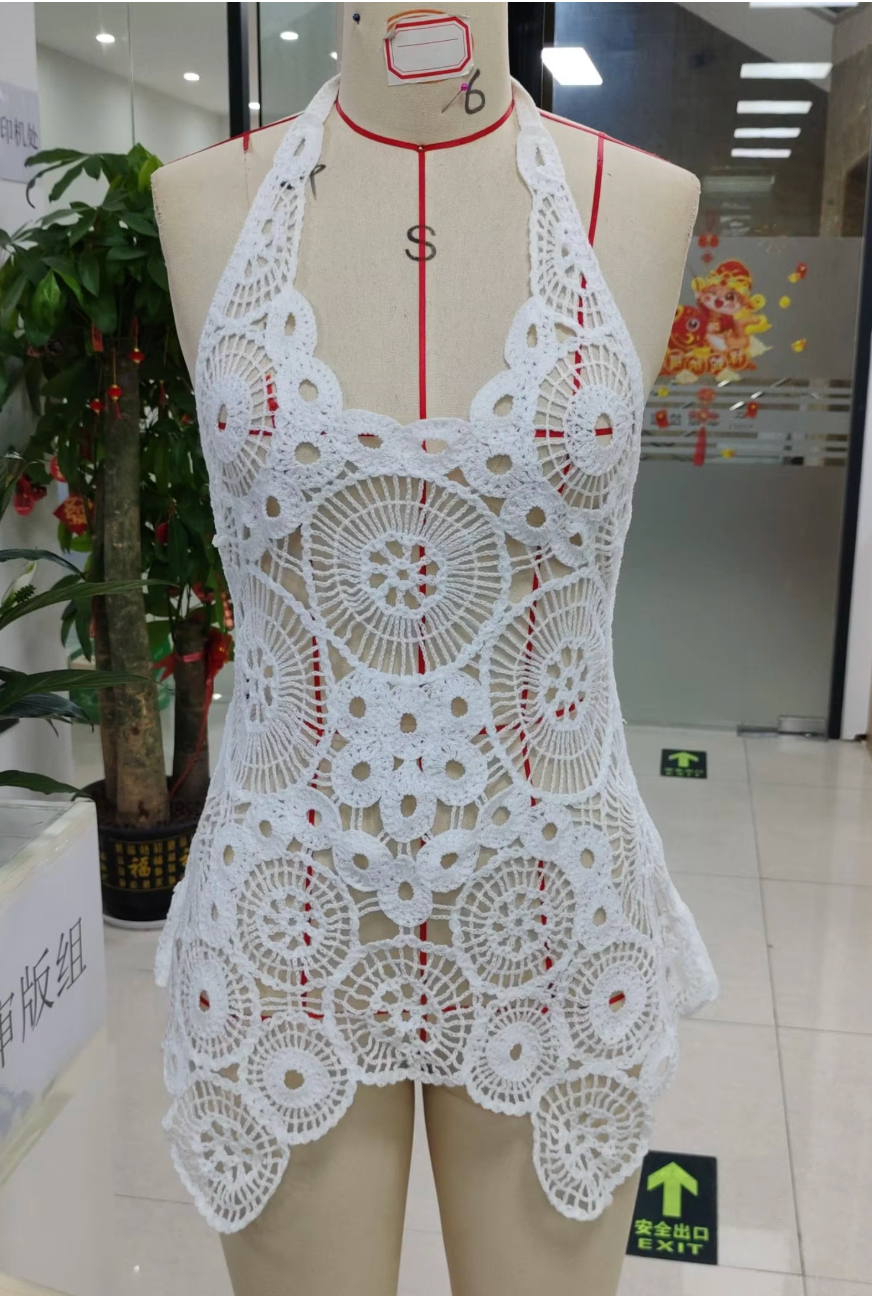 WHITE BEACH BOHO KNITTED CROCHET COVER UP Drops April 14th