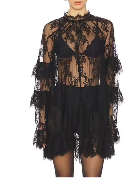 Delicate Sheer LACE BEACH COVER UP (Black Also)