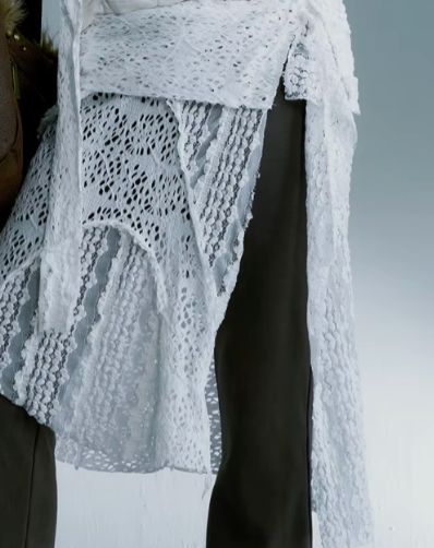 White Lace  Grunge AestheticsSkirt Y2k Vintage Irregular  Street Cut Skirt April 14th