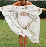 LACE BEACHWEAR OPEN LONG COVER UP  (Color Options)