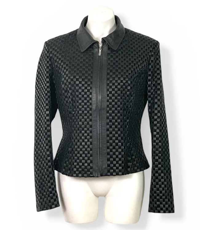 Vintage Marvin Richards Basketweave Leather Jacket 1988