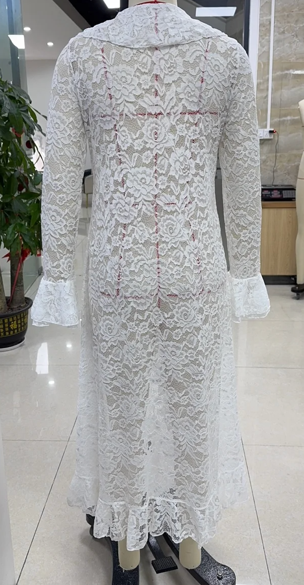LONG RUFFLE LACE WEEKEND VIBE LONG COVERUP