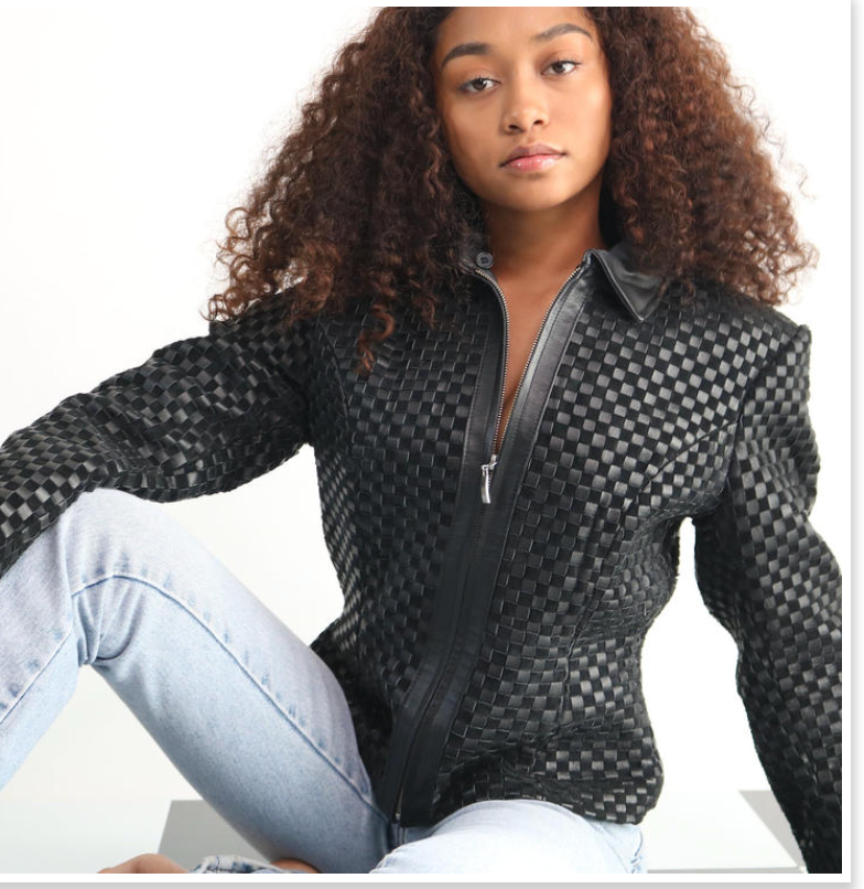 Vintage Marvin Richards Basketweave Leather Jacket 1988