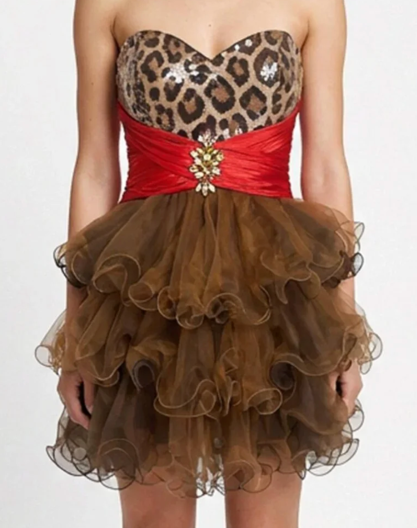 Vintage Leopard Tulle Party Dress 80s