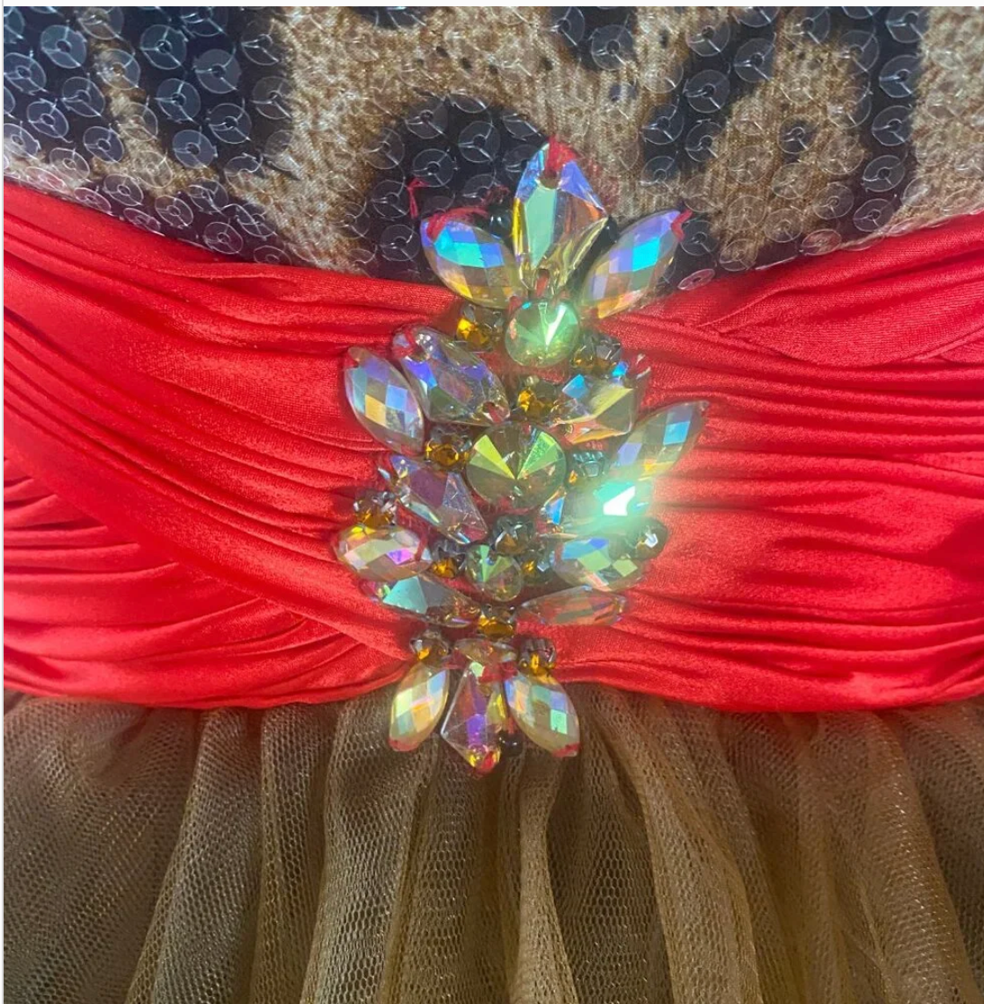 Vintage Leopard Tulle Party Dress 80s
