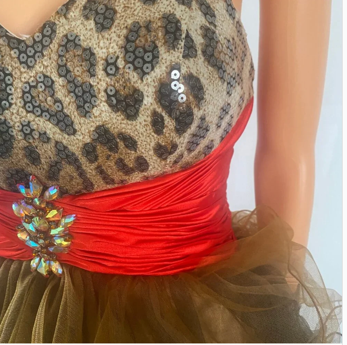 Vintage Leopard Tulle Party Dress 80s