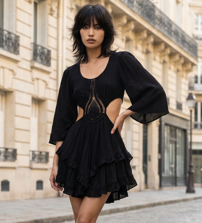 Black Cut Out Retro Dress by MOD