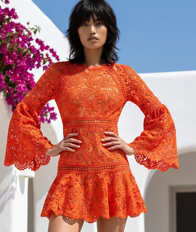 Michael by Michael Kors Paisley Crochet Mini Dress /DeadStock