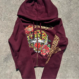 Vintage ED HARDY Cropped HOODIE. 200O Y2k