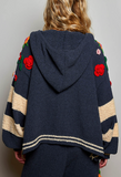 Striped Pattern 3D Embroidered Hoodie Zip Up Cardigan by POL