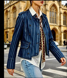 Fabulous  Vintage Vibe Striped Denim Jacket DROPS OCT 10