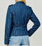 Fabulous  Vintage Vibe Striped Denim Jacket DROPS OCT 10