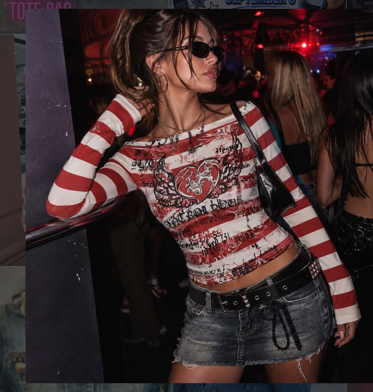 Y2K STRIPE WINGED HEART OFF THE SHOULDER TOP (COLOR OPTIONS)