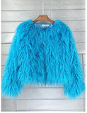 AQUA Long  Faux Fur Feather  Jacket