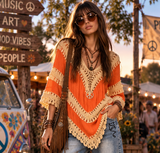 Vintage Retro Boh Macrame Top