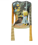 Y2K Whimsical Cat Graphic Mesh Long Sleeve Top