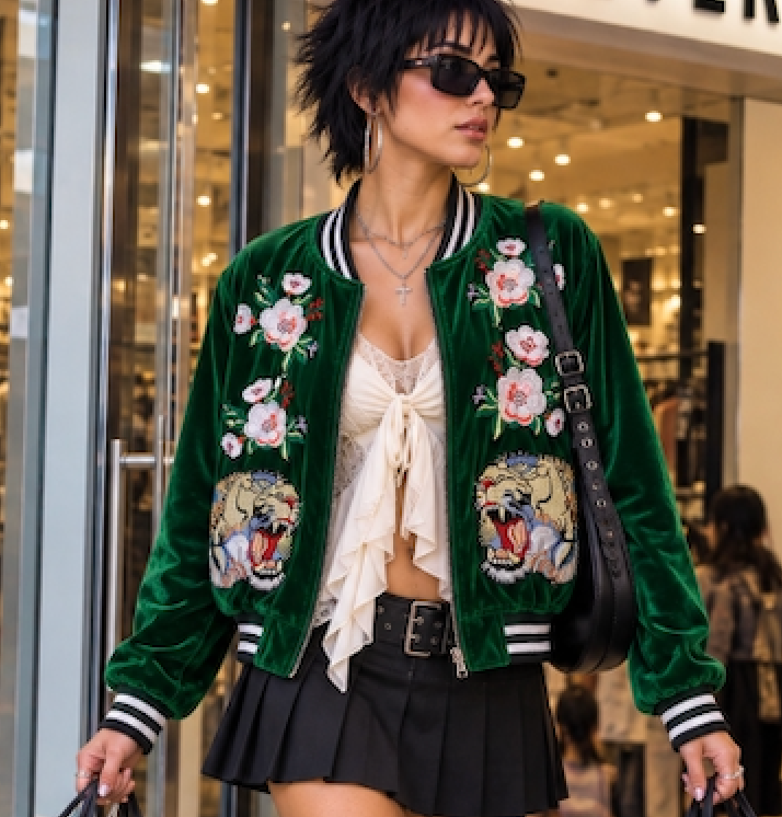 Emerald Green Vintage Bomber Varsity Jacket by 365