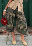 WIDE LEG CAMO CARGO CAPRIS