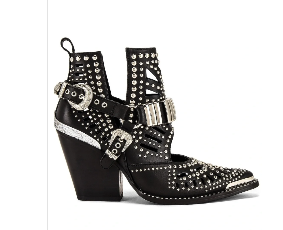 EPIC Jeffrey Campbell} Valdosta Studded Leather Block Heel Bootie’s