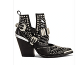 EPIC Jeffrey Campbell} Valdosta Studded Leather Block Heel Bootie’s