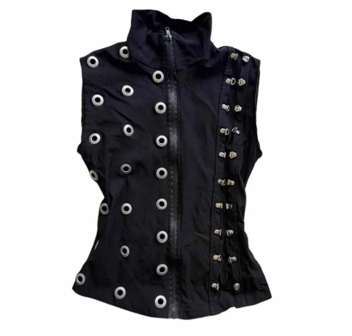 BLACK GROMMET VEST