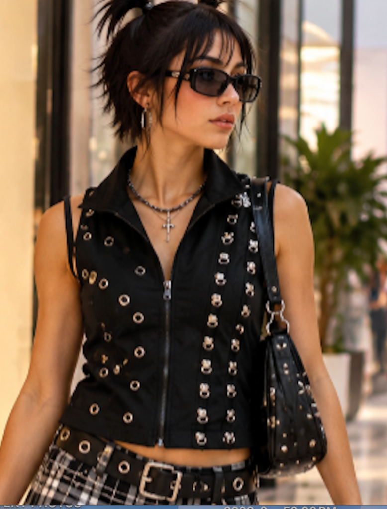 METAL RING BLACK VEST.  DROPS JUNE 30th