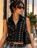 METAL RING BLACK VEST.  DROPS JUNE 30th