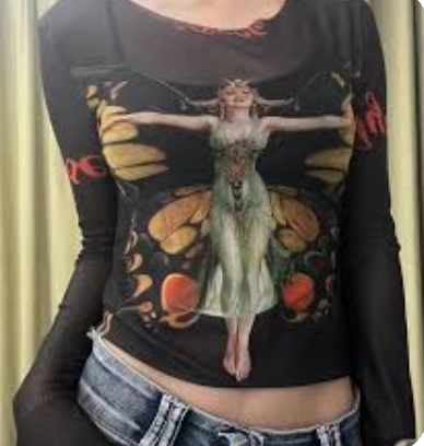 Y2K Art Deco Flapper 1922  Reproduction Sheer Tie back Top