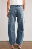 Distressed Large Front Pocket Straight Jeans