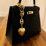 Horse Bits Gold Heart Dangle Purse Charm