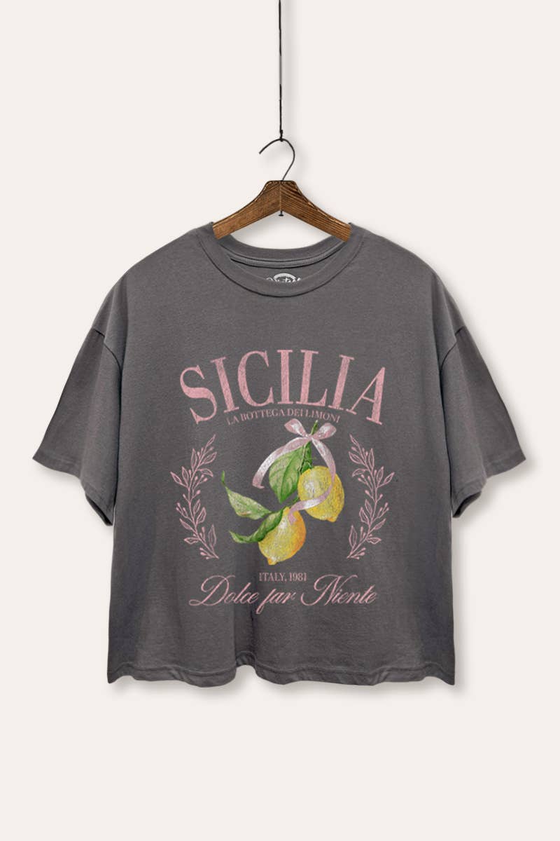 SICILIA LEMON BOXY CROP T-SHIRT