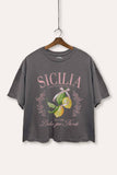 SICILIA LEMON BOXY CROP T-SHIRT