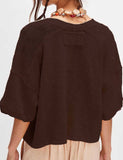 Sweetkama - Ladies Solid Color Midi Sleeves Knitted Cardigan