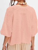 Sweetkama - Ladies Solid Color Midi Sleeves Knitted Cardigan