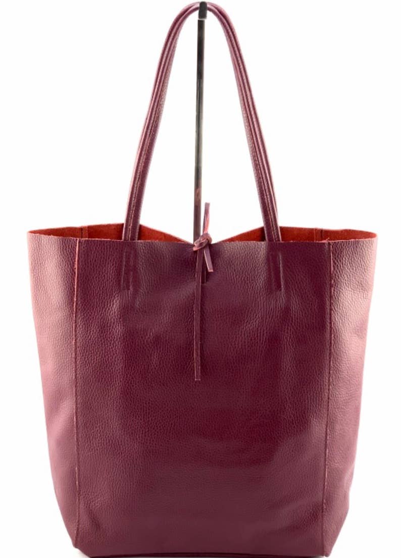 Wine Leather Tote Bag Made in ITALY DROPS AUG 23