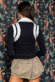 BUCKETLIST - IT2106 Contrast Details Armhole Collared Neck Top