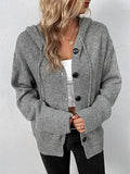 Cable Knit Drawstring Hoodie Cardigan (Color Options)