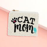 CAT MOM Beaded Mini Pouch Bag