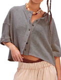 Sweetkama - Ladies Solid Color Midi Sleeves Knitted Cardigan