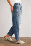 Distressed Large Front Pocket Straight Jeans
