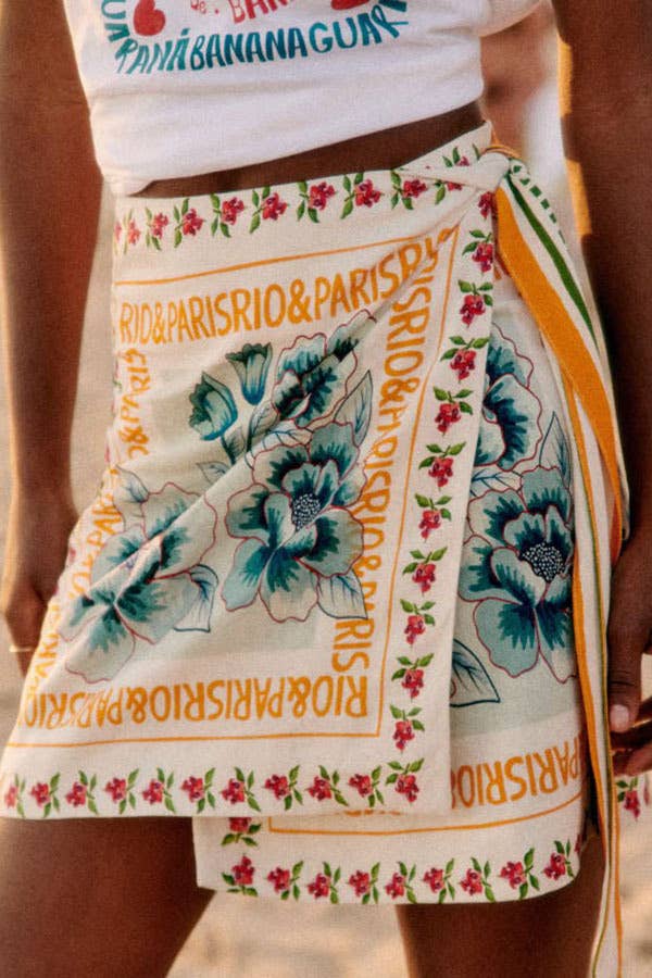 Vacation Print Asymmetrical Beach Mini Skirt