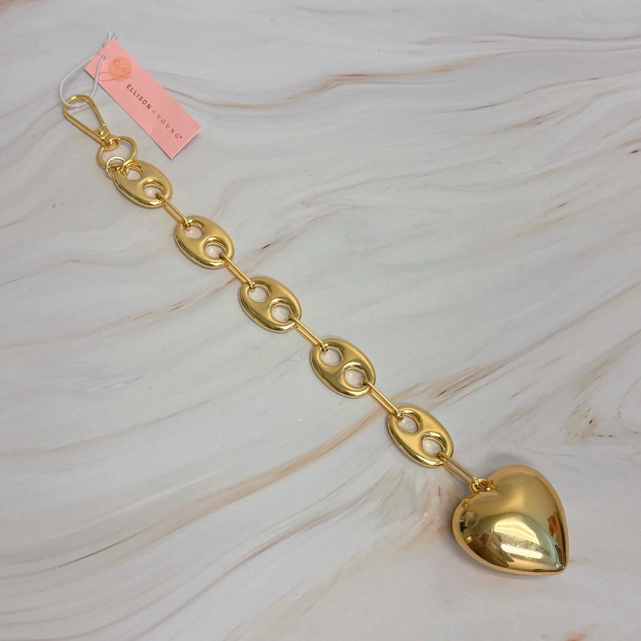 Horse Bits Gold Heart Dangle Purse Charm