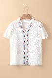 Eyelet Frill Short Sleeve Boho Spring Blouse