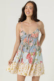 RETRO VINTAGE VIBE FLORAL  V NECK SUNDRESS BY ANGIE