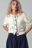 Stunning Short Sleeve Button Waist Crop Cardigan