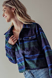 Fashion Week - FLEECE PLAID PRINT JACKET: BLACK WHITE
