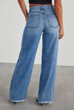 Raw Hem Wide Leg Jeans